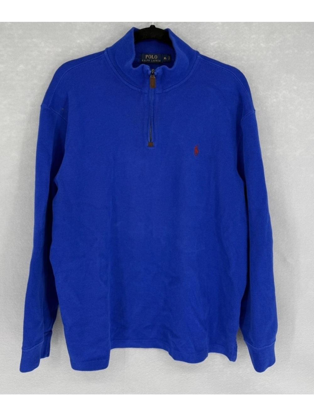 Polo by Ralph Lauren Men's Royal Blue Red Pony Quarter-Zip Sweatshirt XL
